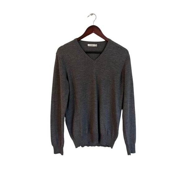 J Lindeberg Merino Wool V Neck Sweater Gray Medium Men's Long Sleeves Pullover - Picture 1 of 6